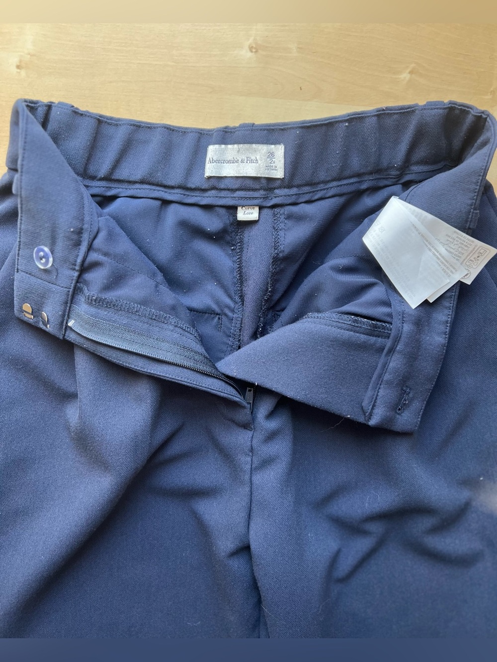 Abercrombie & Fitch Curve Love Navy Wide-Leg Trousers Old Money Effortless Pants - Picture 10 of 10
